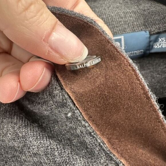 Vintage Polo Ralph Lauren Merino Wool Popover Sweater XS Leather Collar Preppy - Picture 4 of 9